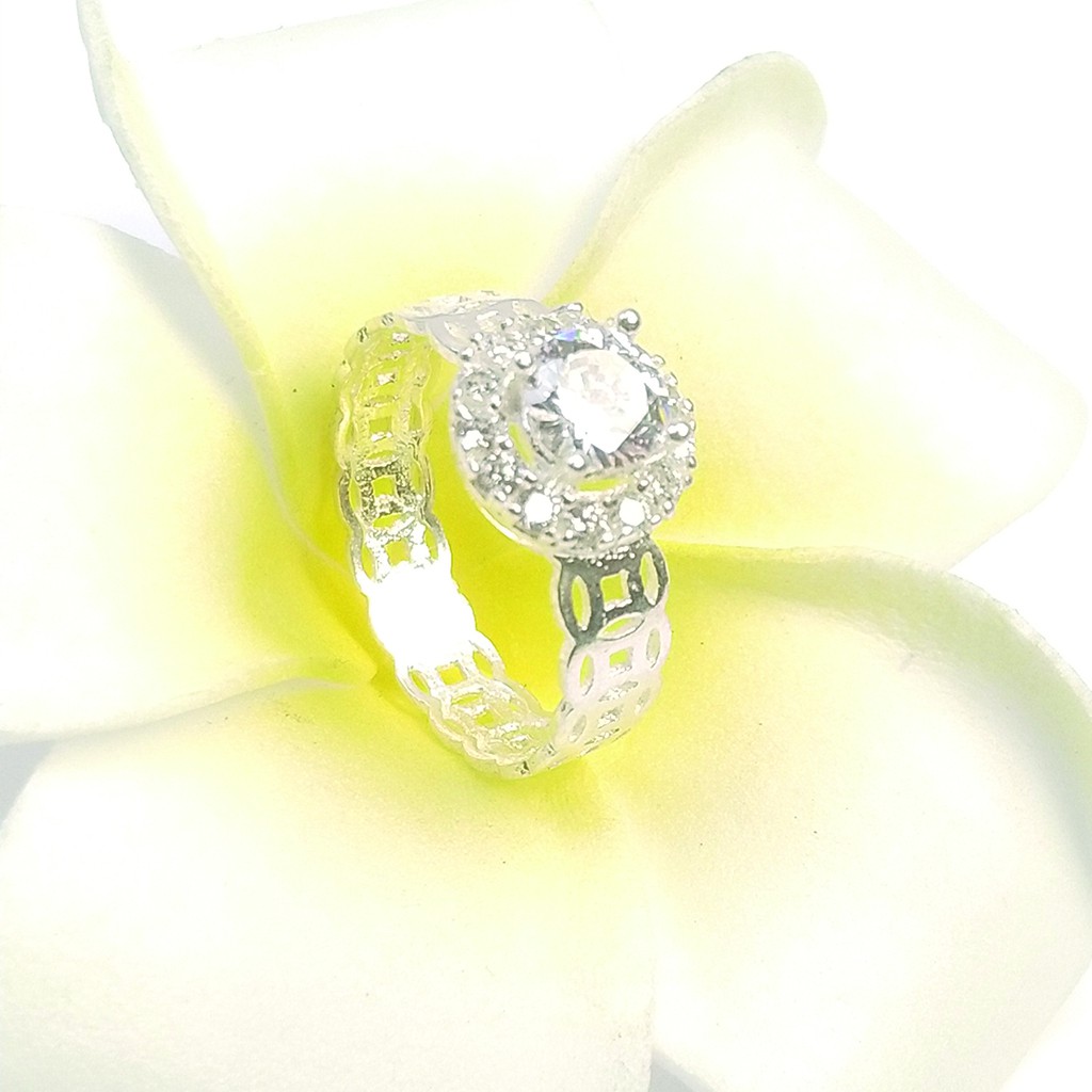 Nhẫn bạc kim tiền mặt đính đá sáng lấp lánh cách điệu  ANTA Jewelry - ATJ6516M