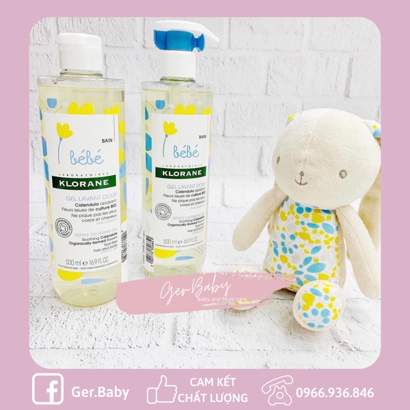 Sữa tắm gội Pháp klorane ( set 2 chai x 500ml ) Gerbaby