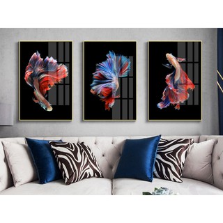 Bộ tranh treo tường tráng gương bóng kính Công nghệ mới Cá betta đẹp Tipo_0212_TG