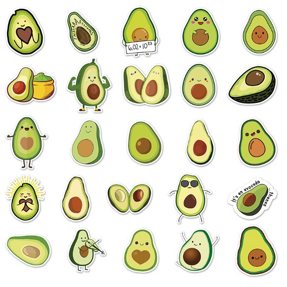 Sticker dán mũ bảo hiểm chống nước hình trái bơ cute, dễ thương - DB.135