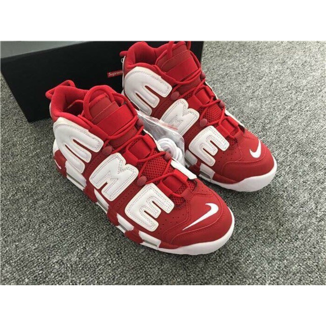 GIẢM giá sập sàn GIÀY THỂ THAO Giày Sneaker Nam Nữ Air More Uptempo Supreme _ Đỏ Trắng FREESHIP . . . 👟 ! * ) .