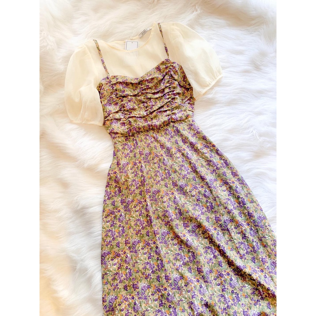 Đầm hoa phối yếm 2 màu Aholic V2438 | BigBuy360 - bigbuy360.vn