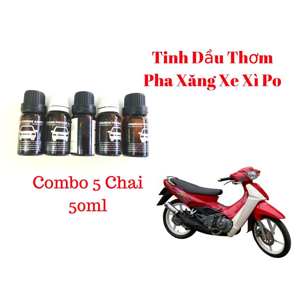 Combo 5 Chai Tinh Dầu Thơm Xăng Nhớt Xe Máy 4 thì và 2 thì 50ml - Phụ Gia Mùi Thơm