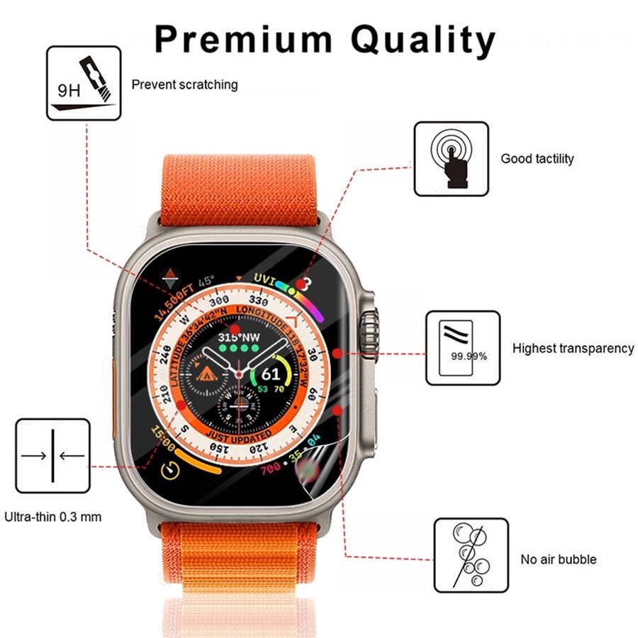 1 Phim Dán Hydrogel TPU Mềm Trong Suốt Bảo Vệ Màn Hình Chống Trầy Cho Đồng Hồ Thông Minh Apple Watch