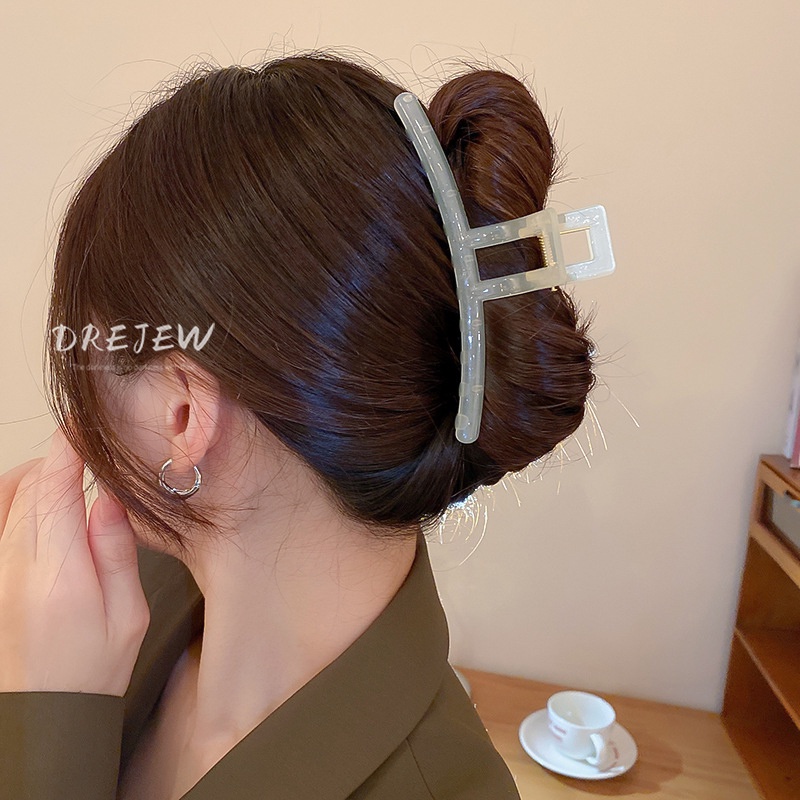 DREJEW Kẹp tóc acrylic màu thạch hình vuông thời trang Hàn Quốc đơn giản dễ phối đồ
