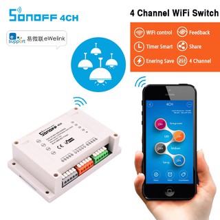 Công tắc wifi 4 kênh thông minh điều khiển từ xa qua điện thoại (Smartphone) SONOFF 4CH R3