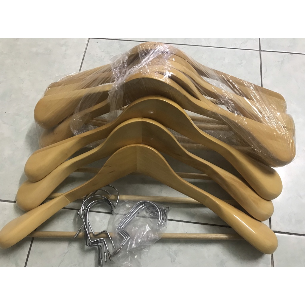Móc gỗ treo áo vest đỡ vai- đầu móc vuông