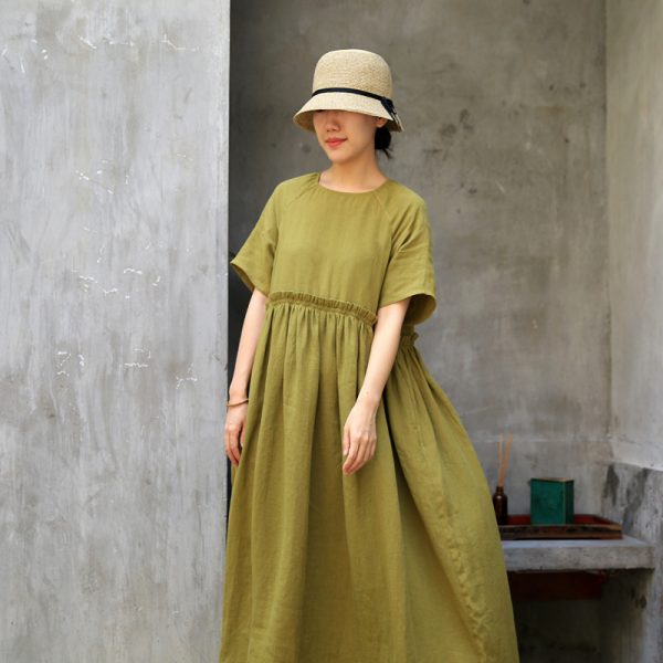 Váy đầm nữ Linen thiết kế dáng xòe Gemmi fashion, DK8386