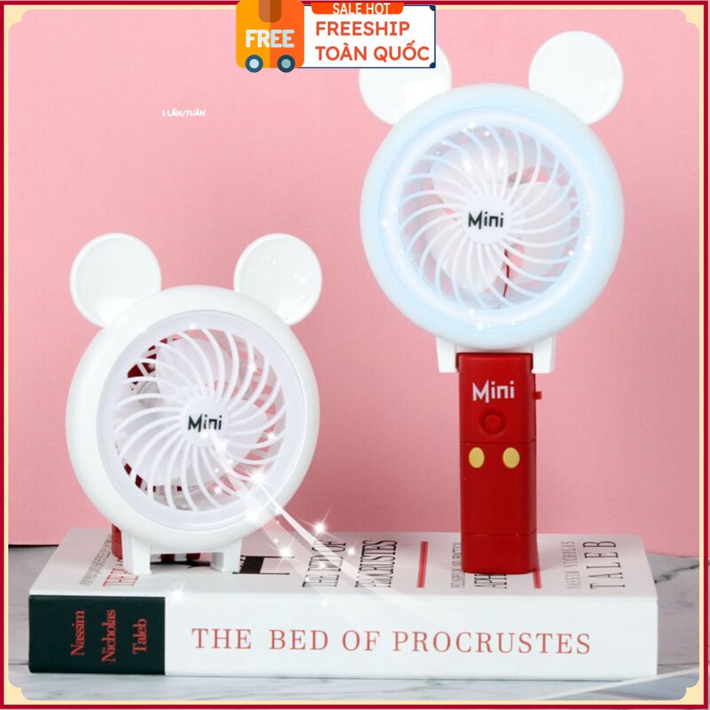 PVN32176 Quạt mini cầm tay mickey có đèn led T2 .
