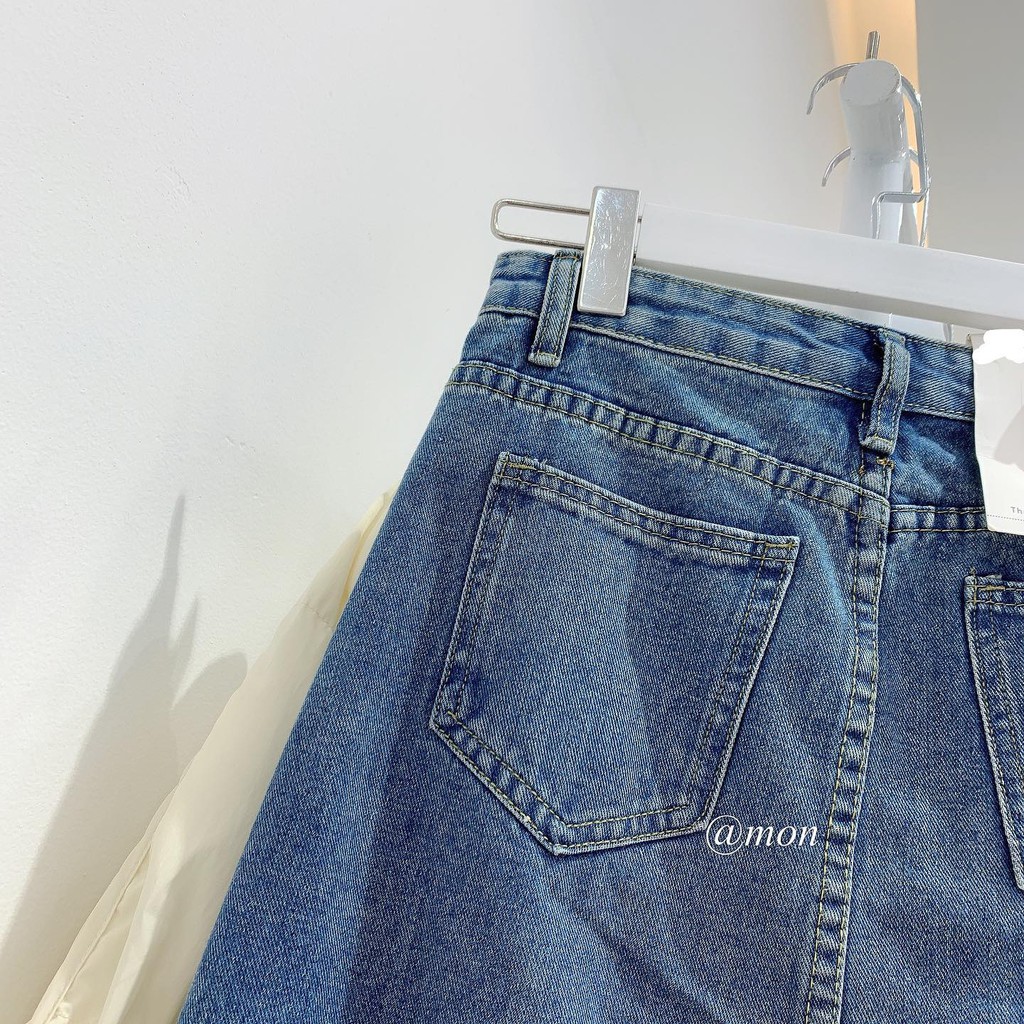 2101550 Chân váy jeans dáng dài nữ ulzzang xẻ bên nhiều màu chất jeans dày dặn có size | BigBuy360 - bigbuy360.vn