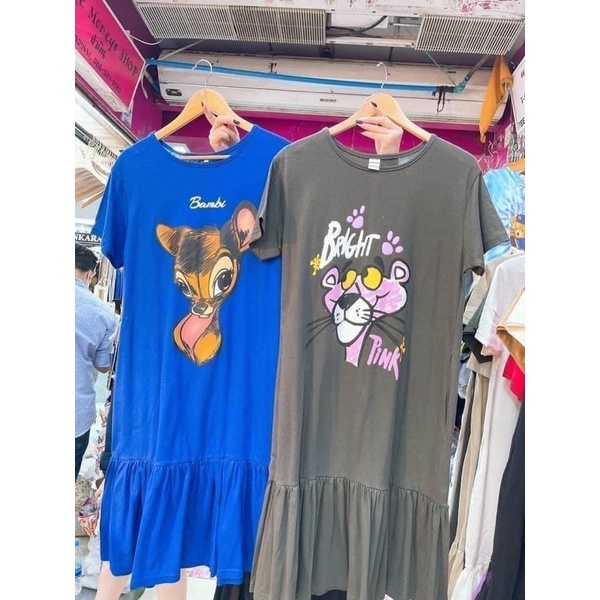 Đầm thun hoạ tiết oversize thái lan