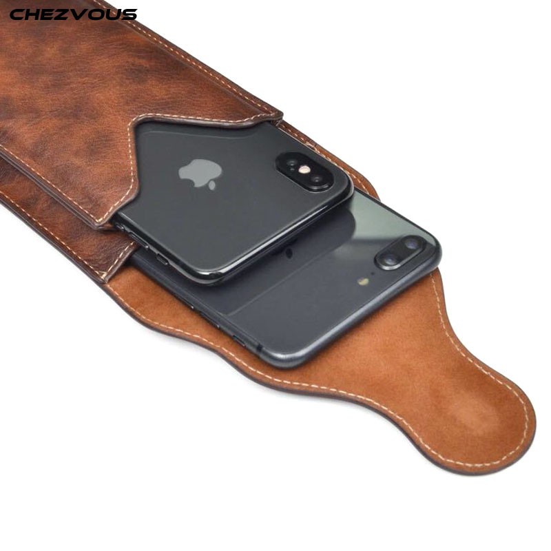 Túi da đựng điện thoại dạng 2 ngăn 6.5inch thích hợp cho iPhone X XR XS MAX 7 8 6 plus Samsung S10 S9 S8 S7