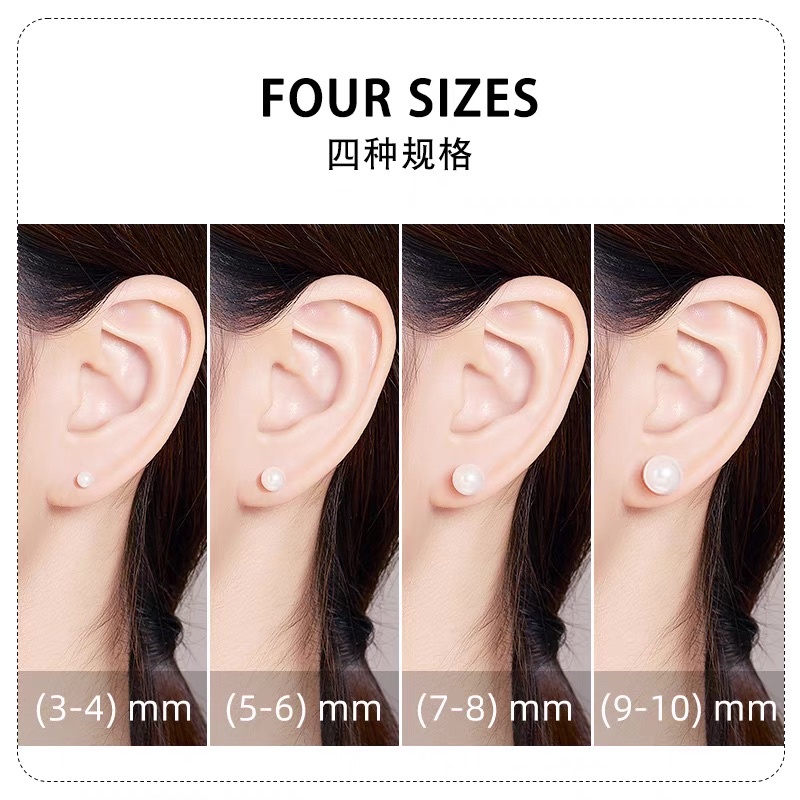 bông tai hạt châu kim loại, khuyên tai hạt tròn