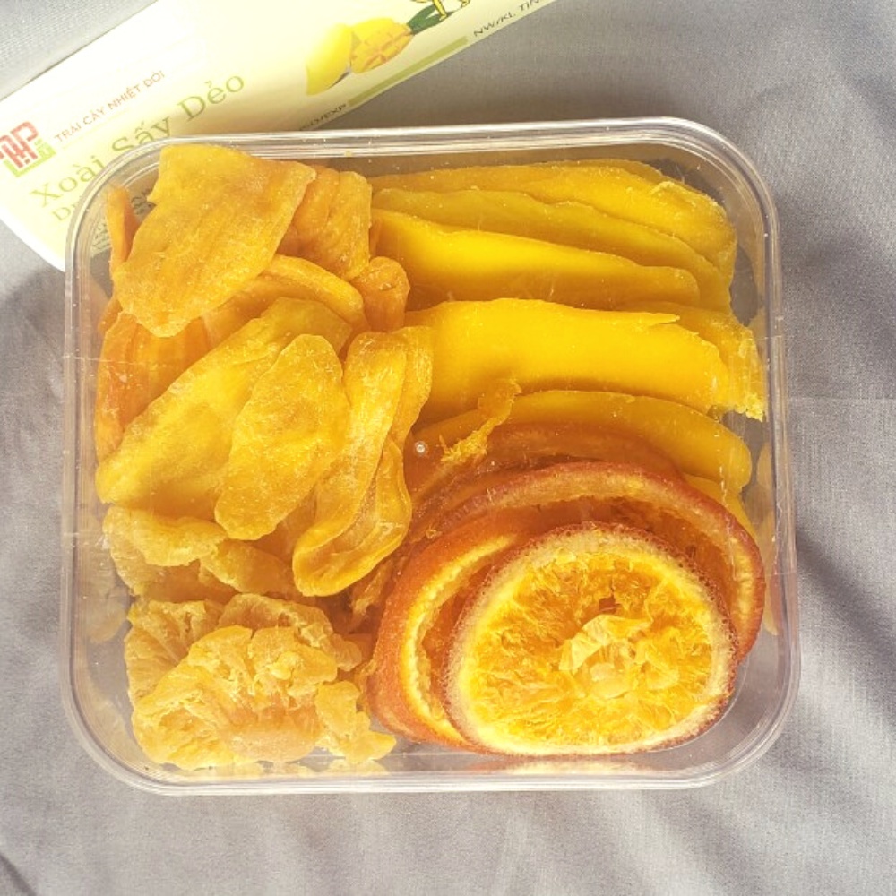 Trái Cây Sấy Dẻo Không Đường 500g Mix 5 Loại Xoài, Dứa, Mít, Cam, Đu Đủ, Hoa quả sấy dẻo đặc sản
