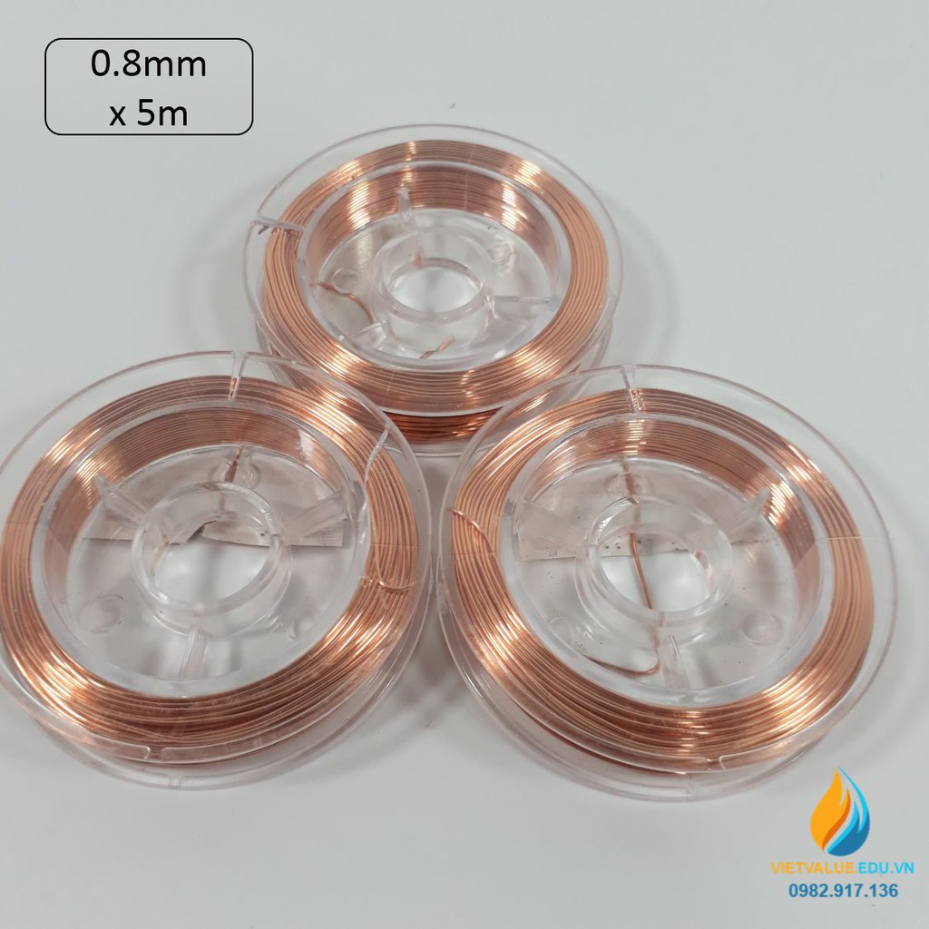 Cuộn dây đồng thực hành vật lý đường kính 0.8mm dài 5 mét