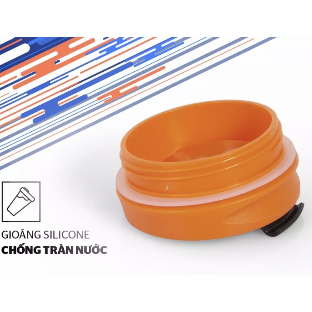 Ly cách nhiệt nhựa 500 ml Biozone SUNHOUSE nắp màu cam- hàng chính hãng