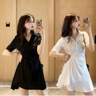 Váy cộc tay thắt eo