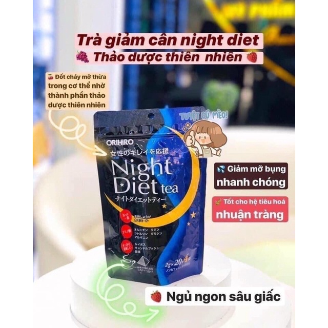 Trà hỗ trợ giảm cân ban đêm Orihiro Night Diet Tea 24 Túi Lọc