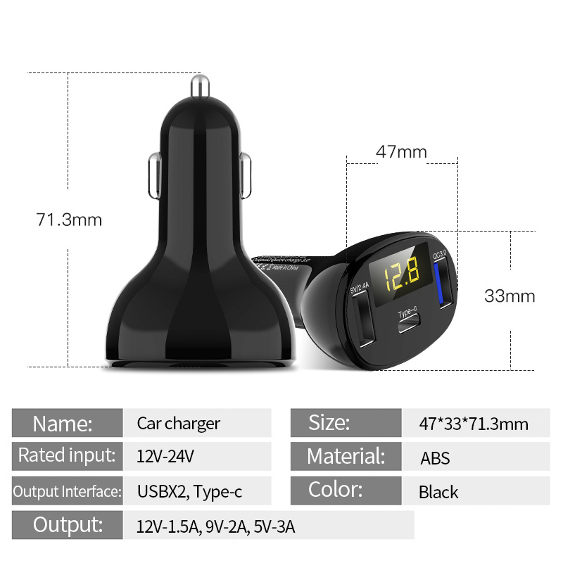 Tẩu sạc SEAMETAL ổ cắm kép QC3.0 12V 2.4A 2 USB Type-C chuyên dùng cho xe hơi