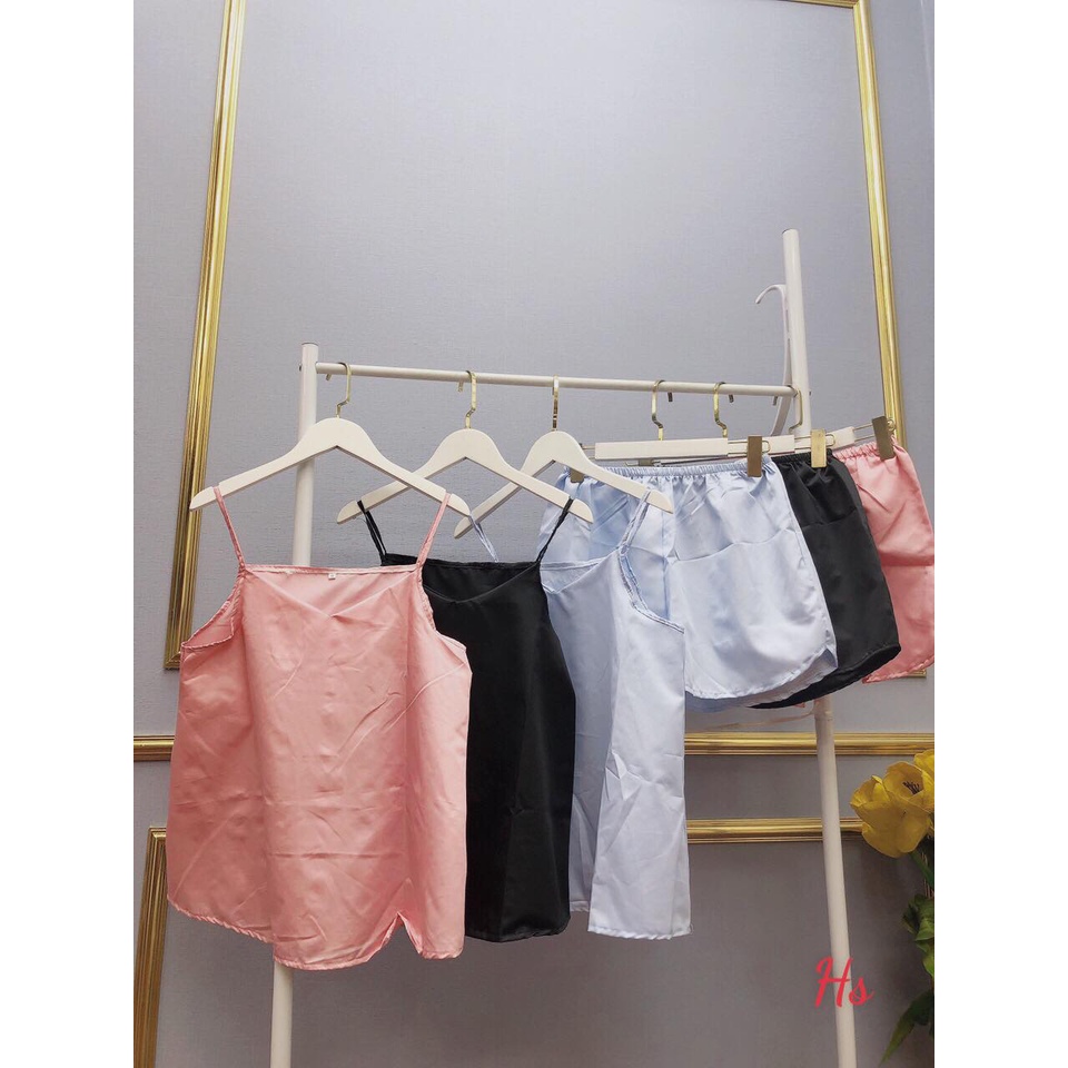 Bộ ngủ đùi lụa 2 dây cổ v HSU0721