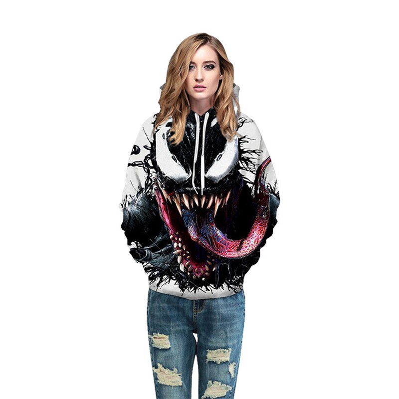 Áo hoodie tay dài in hình Venom 3D thời trang cá tính cho nam và nữ