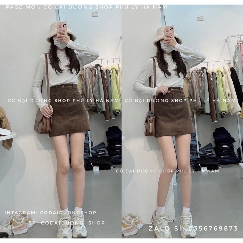 Chân váy chữ A túi ngang mặc 4 mùa phong cách Hàn Quốc