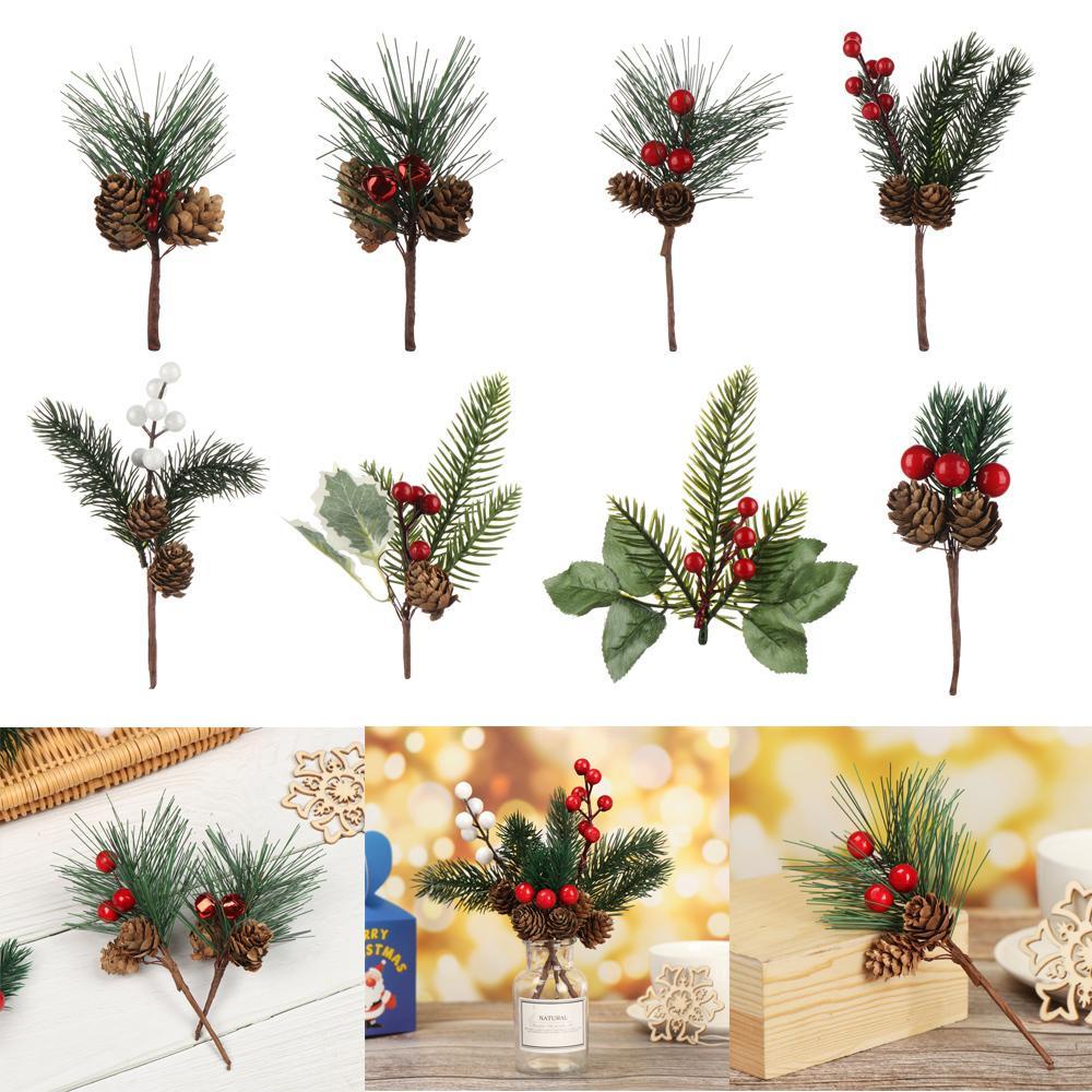 1 Nhánh Cây Thông Đỏ Nhân Tạo Trang Trí Giáng Sinh DIY
