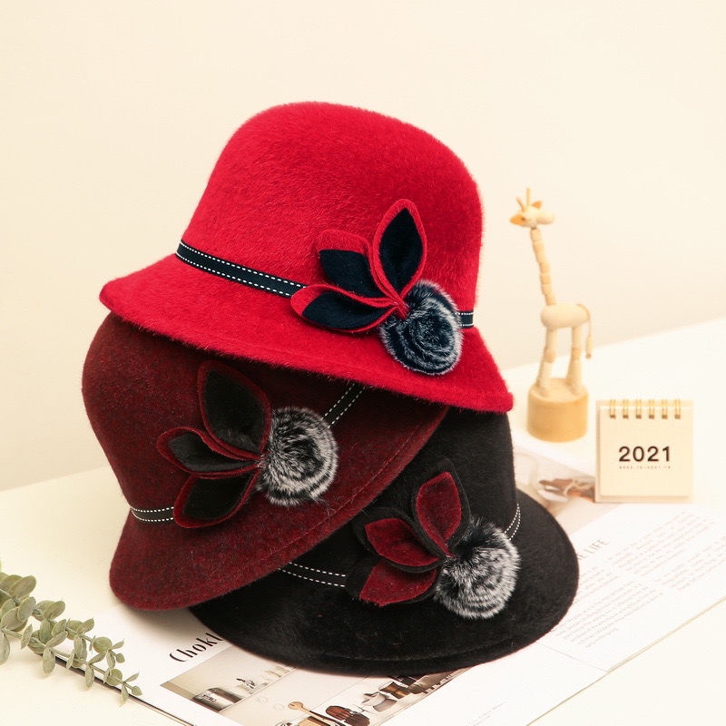 Mũ Nồi Vải Len Dày Dặn in Họa Tiết Thời Trang Thu Đông Dành Cho Phụ Nữ Trung Niên 6050