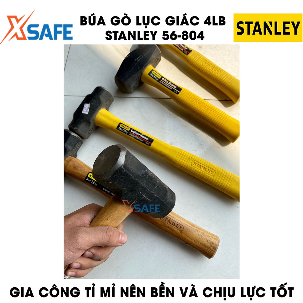 Búa gò lục giác cán gỗ STANLEY đầu búa chất liệu hợp kim cao cấp, kích thước nhỏ gọn tiện lợi, thân búa độ bám cao