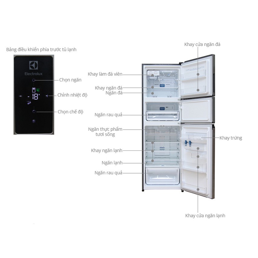 Tủ lạnh 3 cánh Electrolux Inverter 252L EME2600MG