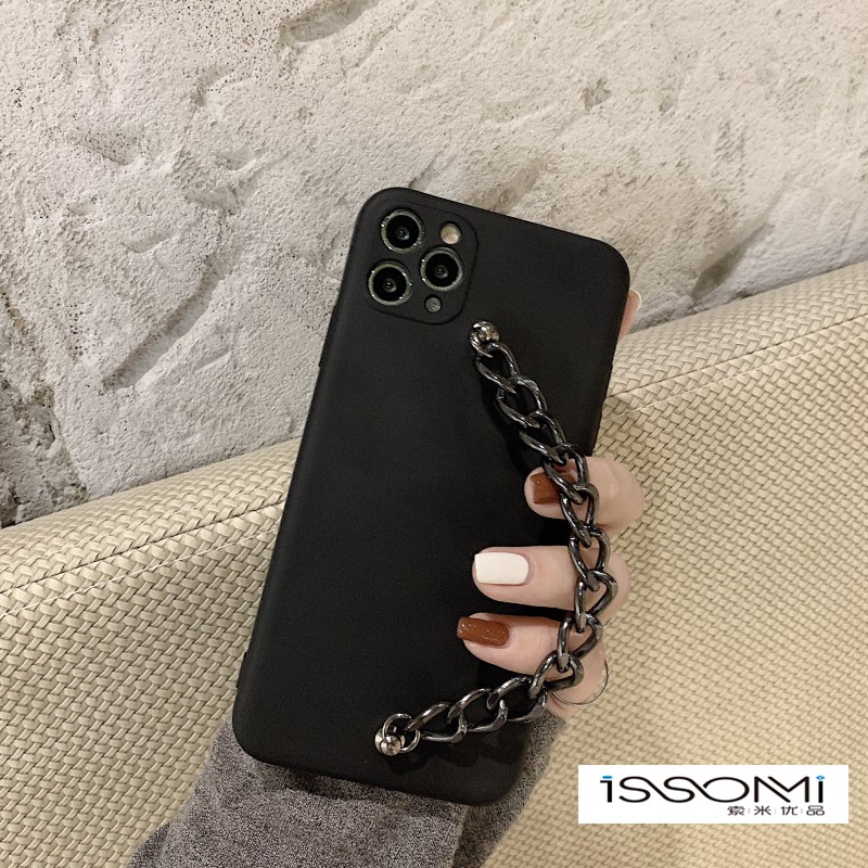 Ốp Điện Thoại Màu Đen Phối Dây Xích Cá Tính Cho Iphone7 12 11pro Max Apple X Xs Xr Mini | BigBuy360 - bigbuy360.vn