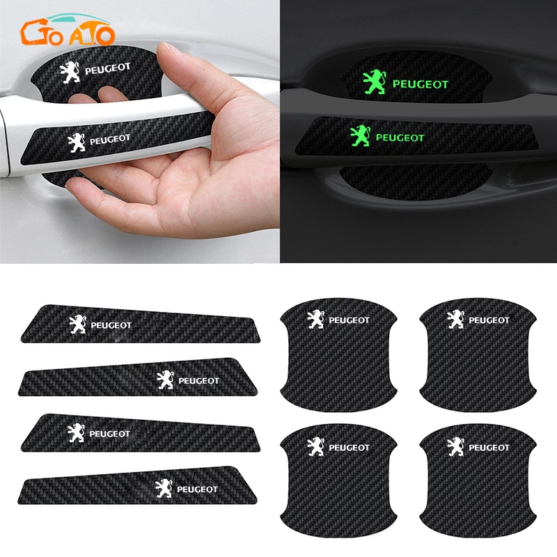 GTIOATO Bộ Bảo Vệ Tay Nắm Cửa ô Tô Sợi Carbon Bộ Bảo Vệ Bát Cửa Gương Hậu Xe HơI MiếNg DáN ChốNg XưỚC Phụ KiệN Ô Tô Cho Peugeot 3008 2008 5008 208 Traveller