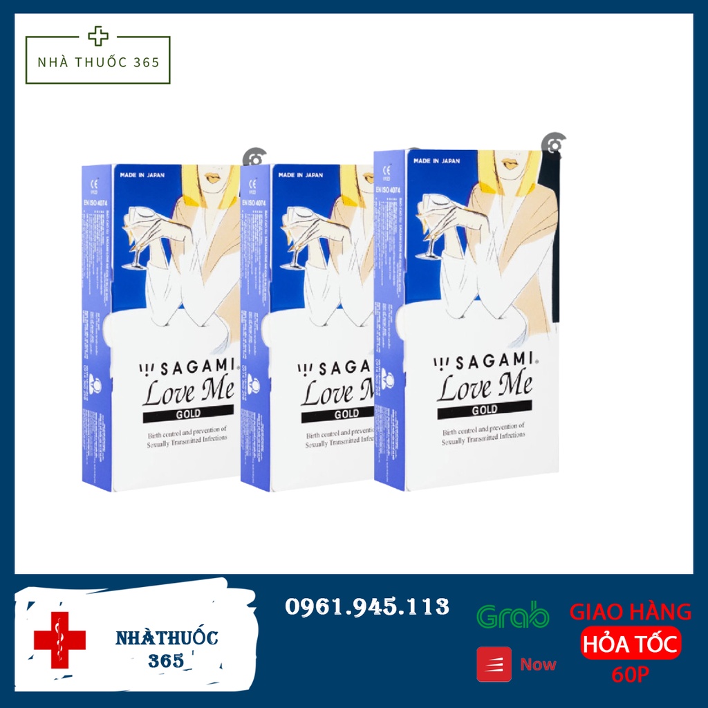 Combo 3 hộp 30 chiếc bao cao su Sagami Love Me Gold siêu mỏng