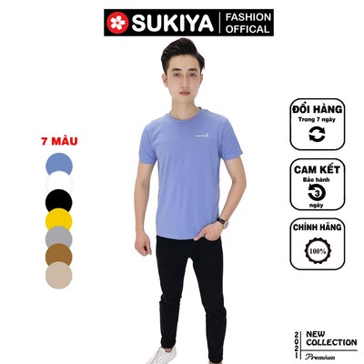 Áo thun nam SUKIYA chất 100% cotton mềm mại phối ngực AT04