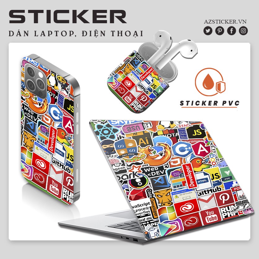 Sticker Developer Lập Trình Viên Dán Máy Tính Chống Thấm Nước | STK21 | Sticker IT Coder Dán Laptop Điện Thoại