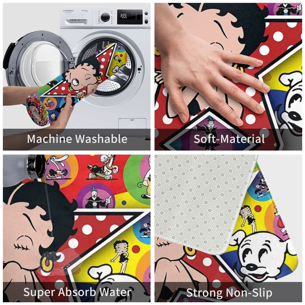 Thảm Lót Cửa Ra Vào / Cửa Ra Vào 24 "X 16" In Họa Tiết Betty Boop Cá Tính Trang Trí Nhà Cửa