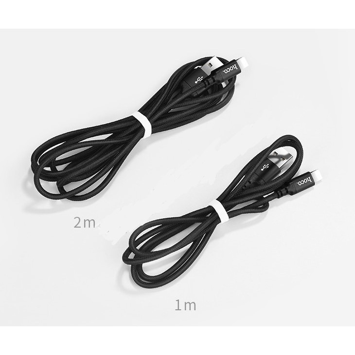 Cáp sạc dây dù Hoco X14 dài 2M - cổng microUSB (Hỗ trợ sạc nhanh) -Chính Hãng