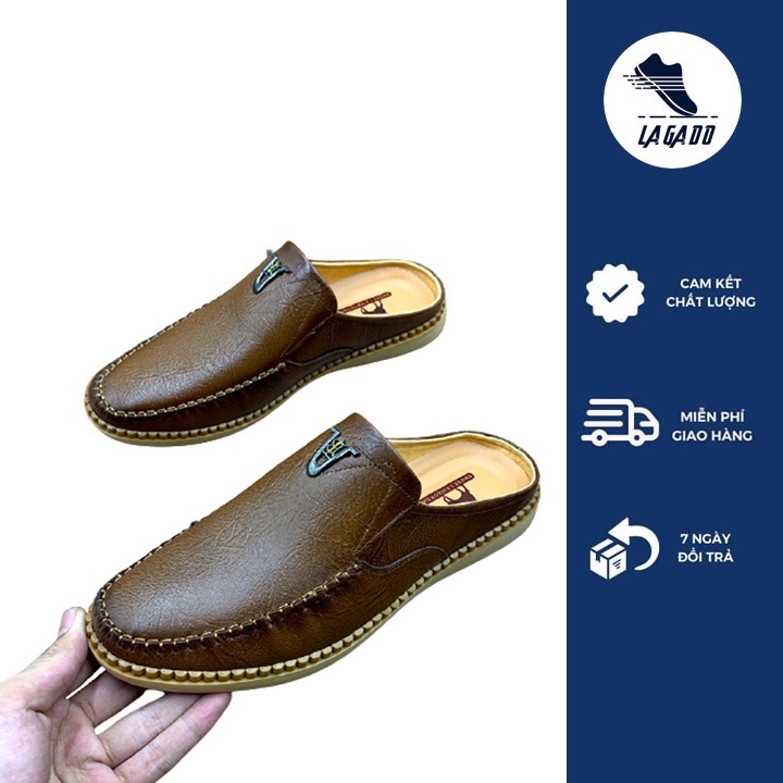 Giày Sục Nam Da Bò Nguyên Tấm Cao Cấp Thiết Kế Đục Lỗ Thoáng Chống Hôi Chân Tiện Lợi Phong Cách Lịch Lãm