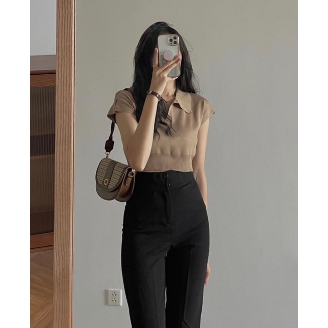 Áo len montogi cổ polo dáng ngắn (ảnh thật/ có sẵn) | BigBuy360 - bigbuy360.vn