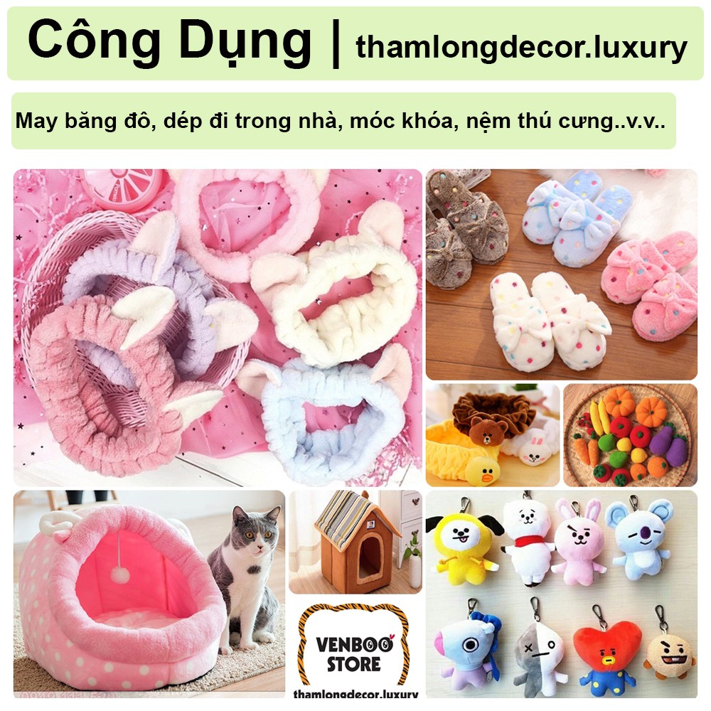 ️ 1m x 1m6  Kho vải Lông Nhung Mịn may Gấu Bông vải Sofa vải Decor Outfit Doll vải may Chăn Hè Gối Nệm