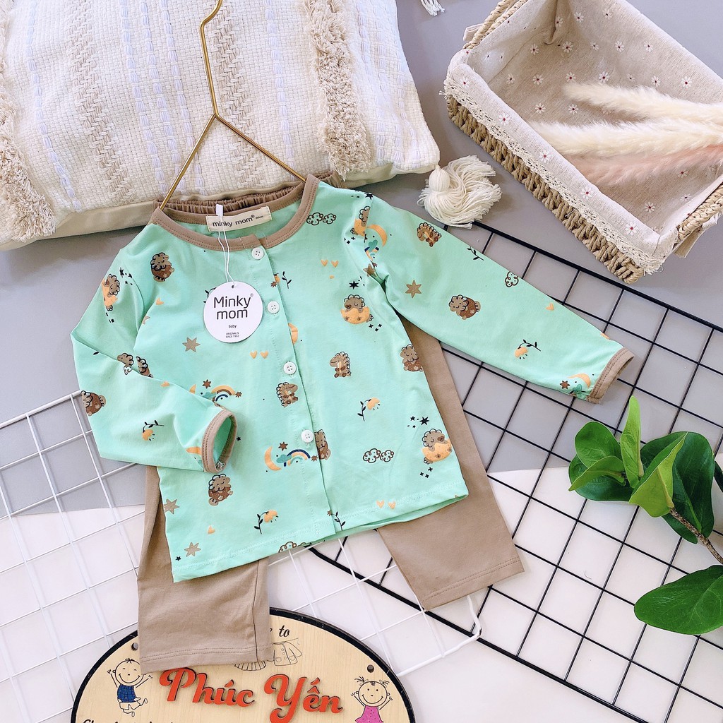 Sale !!! Bộ Dài Tay Cúc Giữa  Minky Mom Họa Tiết Vũ Trụ cho Bé (Size 8-18kg) (1563) Shop Phúc Yến