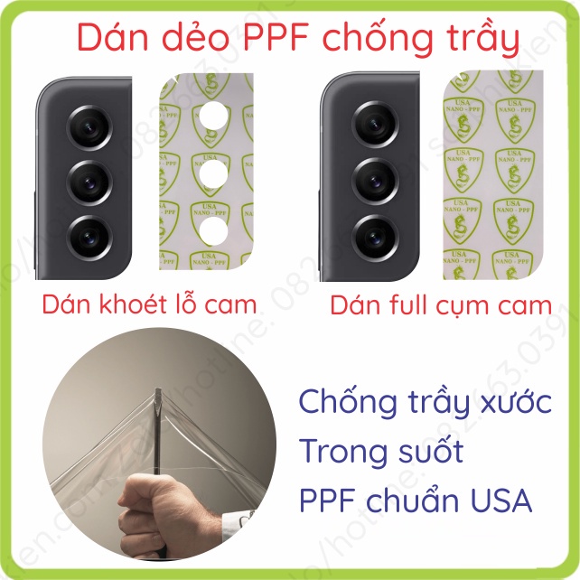 Dán camera Samsung S21 FE 5G (S21FE) loại ppf trong suốt chống trầy xước, bảo vệ camera toàn diện