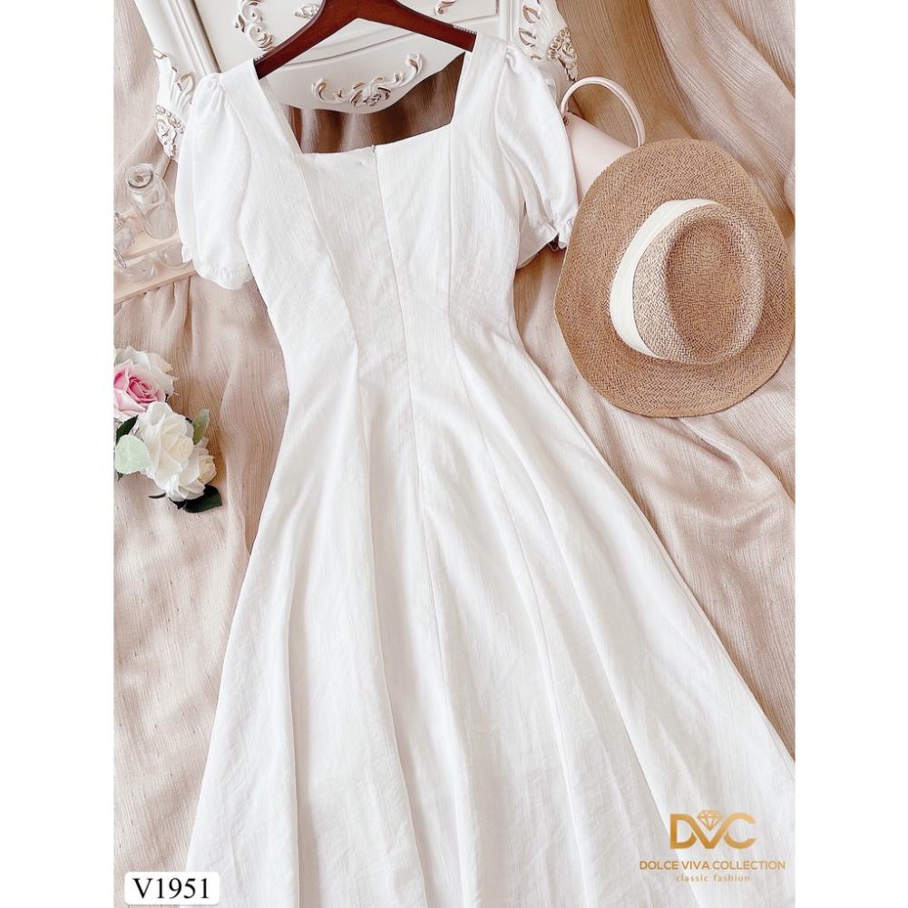VÁY TRẮNG XÒE THIẾT KẾ V1951  - DOLCE VIVA COLLECTION VAY-BIGTREESTORE