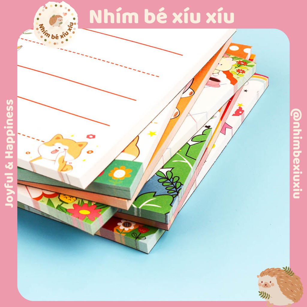 Giấy ghi chú Mèo Cún Gấu Thỏ SIZE LỚN 50 tờ cute sticky note bullet journal take note VT227