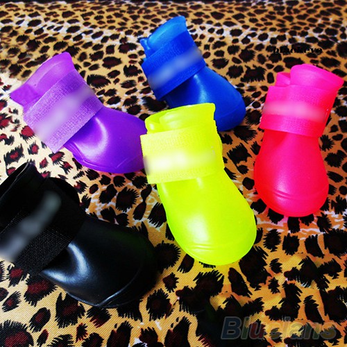 Bộ 4 giày bốt cao su đi mưa cho thú cưng