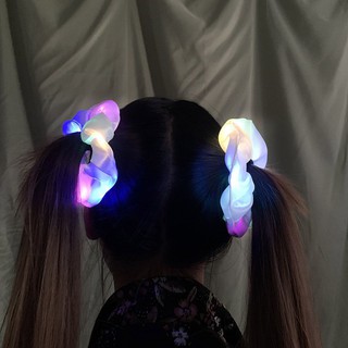 SCRUNCHIES Phát Sáng Đèn Led 3 Cấp Độ và 8 Màu Sắc/ Vòng Tay / Cột Tóc