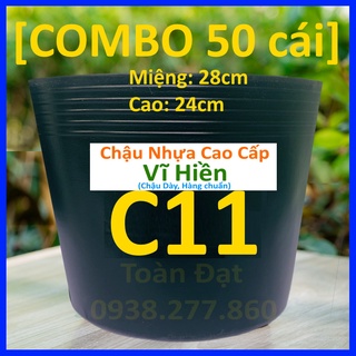 Chậu nhựa C11 , Chậu nhựa đen dẻo trồng cây giá sỉ