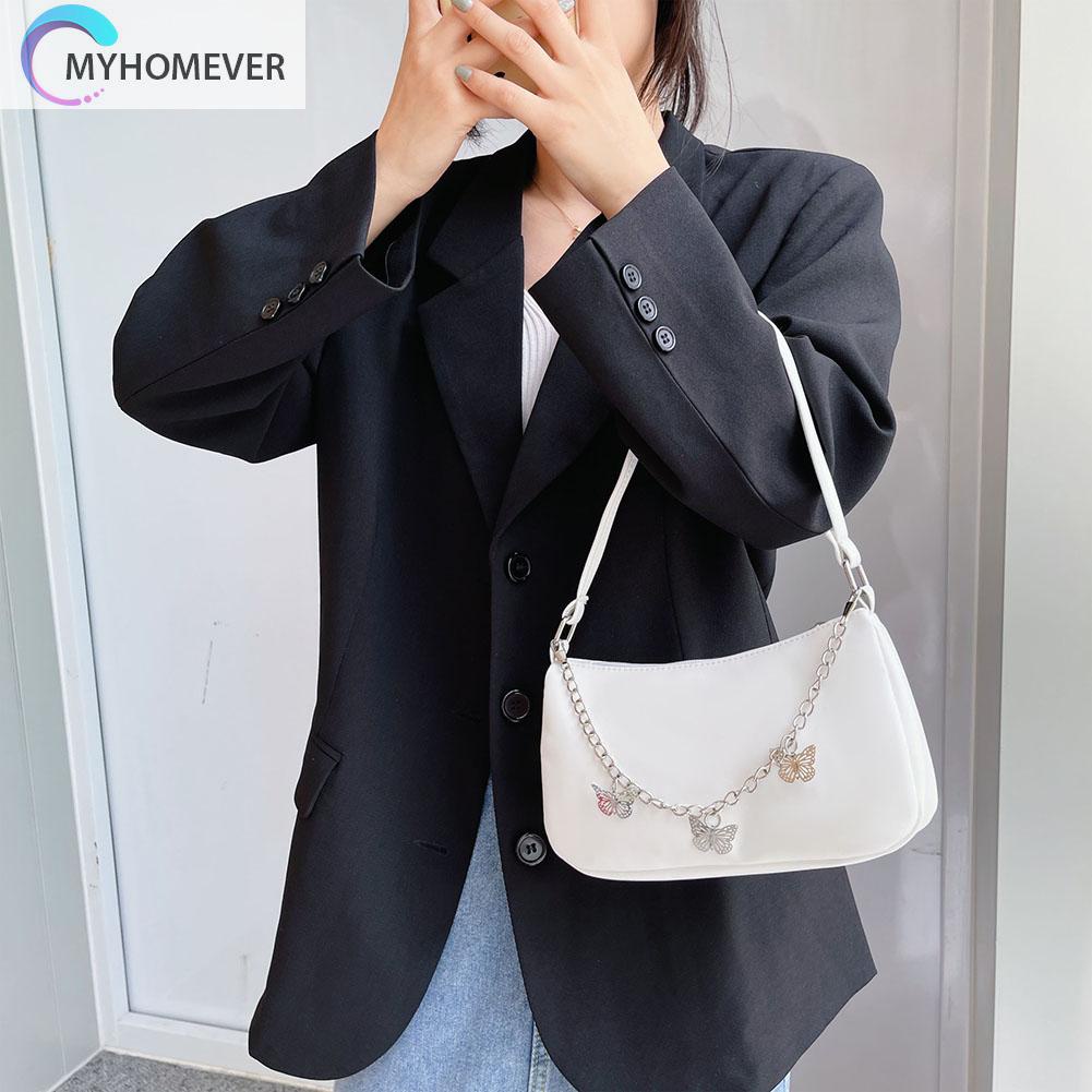 Túi Đeo Vai / Kẹp Nách Bằng Da Pu Phối Dây Xích Nhỏ Thời Trang Cho Nữ