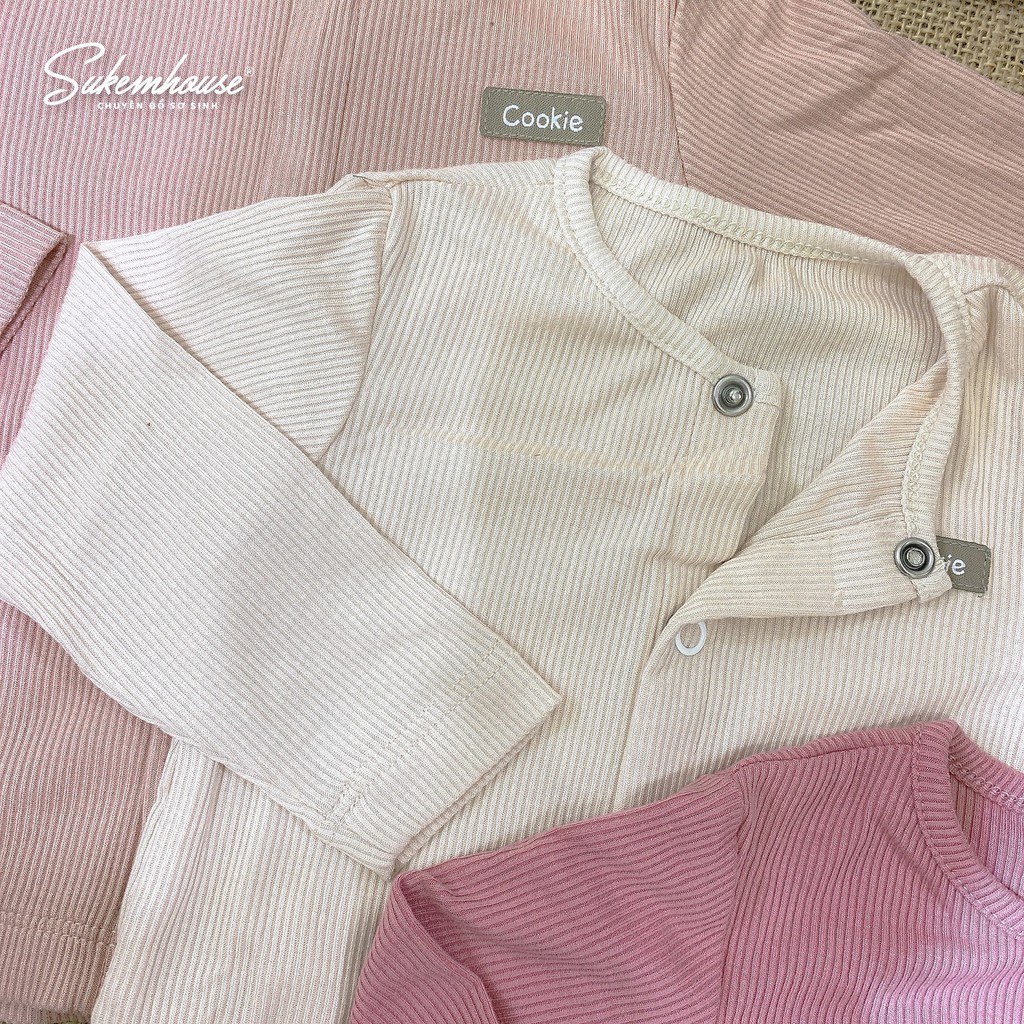 Set sơ sinh cài giữa Cookie thu đông  cho bé