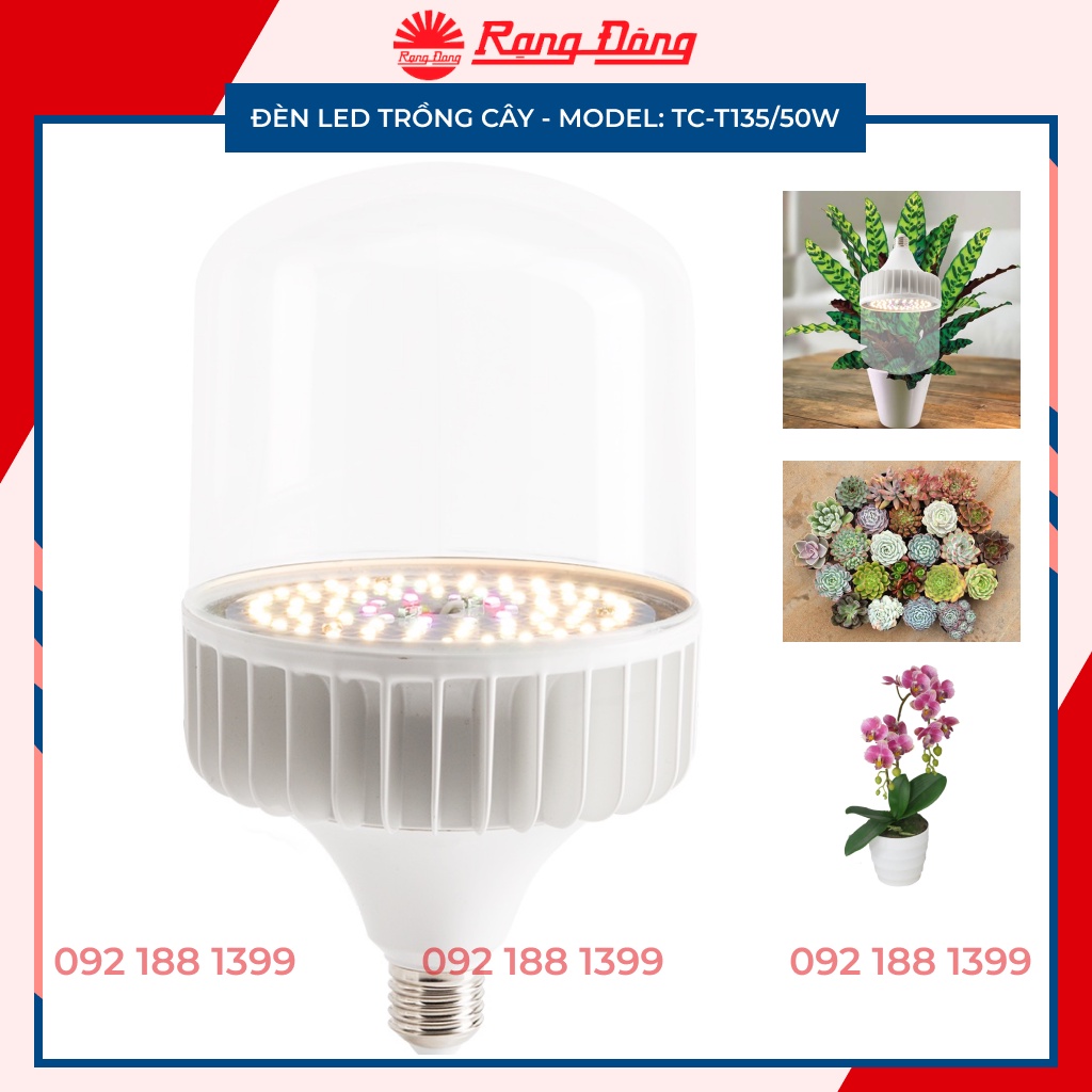 Đèn trồng cây trong nhà Rạng Đông giúp quang hợp, quang phổ cho cây, Model: CX-T135/50W